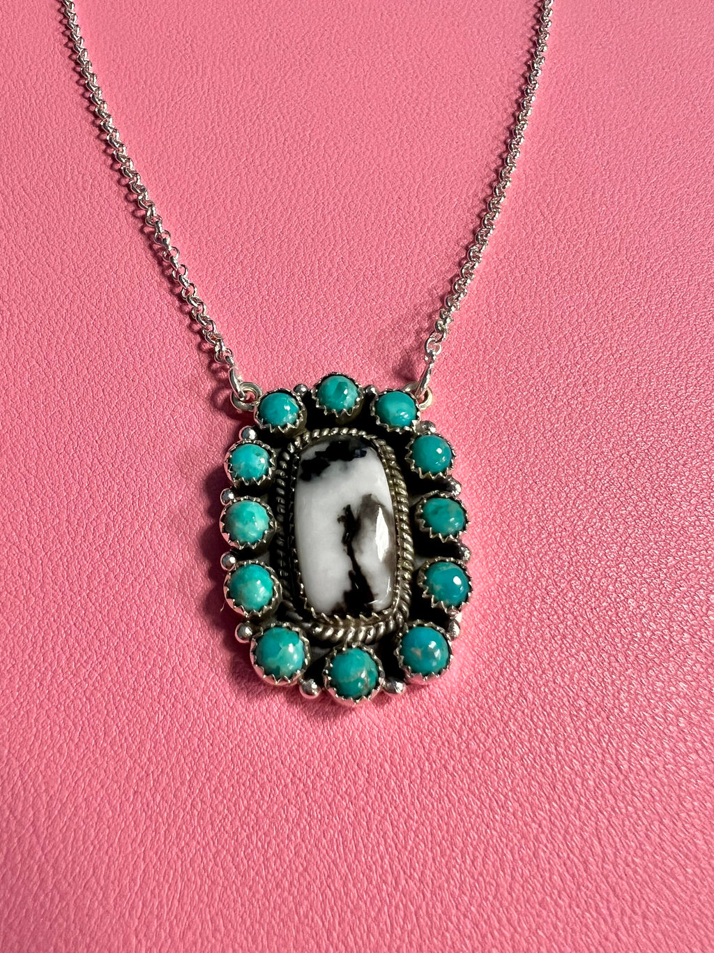 Turquoise Zebra Navajo Handcrafted Sterling Necklace