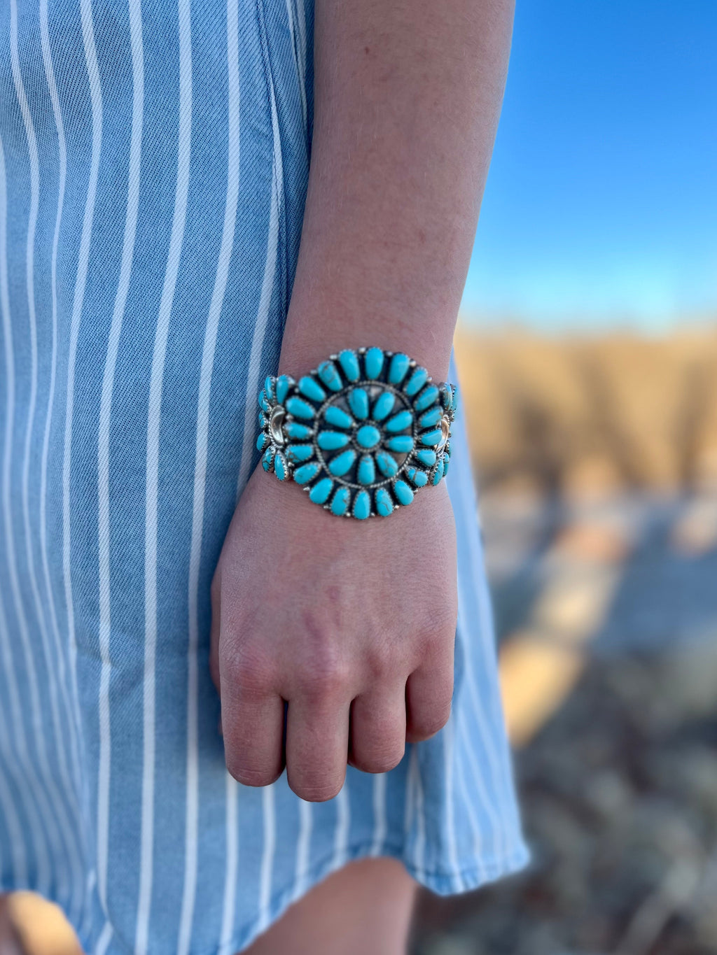Scarlett Cactus Navajo Sterling Silver Cuff Bracelet | gussieduponline