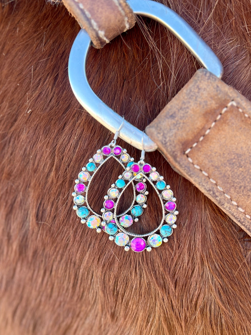 Teardrop Ranch Rhinestone Earrings- 4 Color Choices | gussieduponline