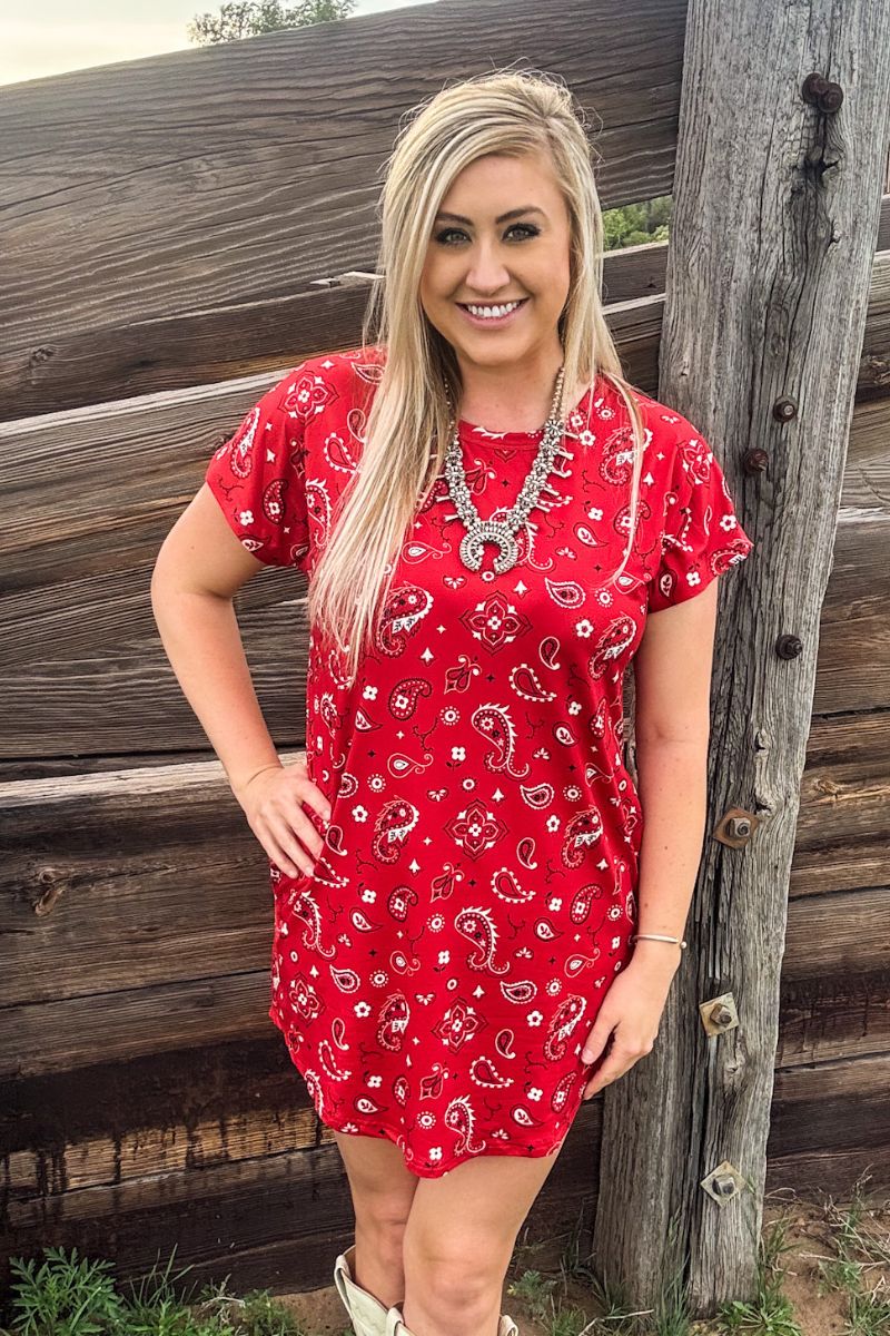 fitted lace wedding dress Red Bandana Remi Dress – Quiwi House main image 0