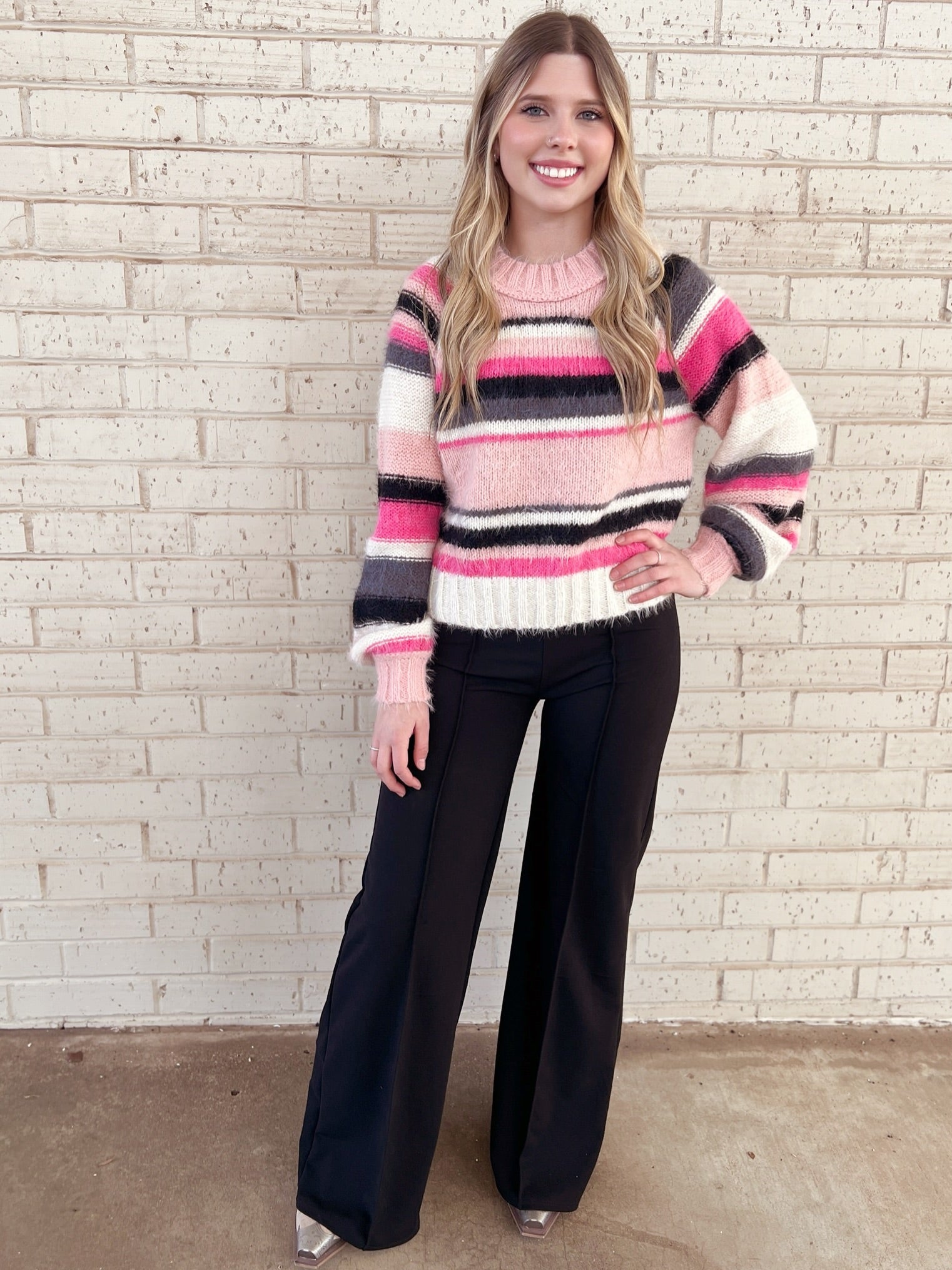Striped Mohair Sweater - 2 Colors | Gussied Up Online Boutique