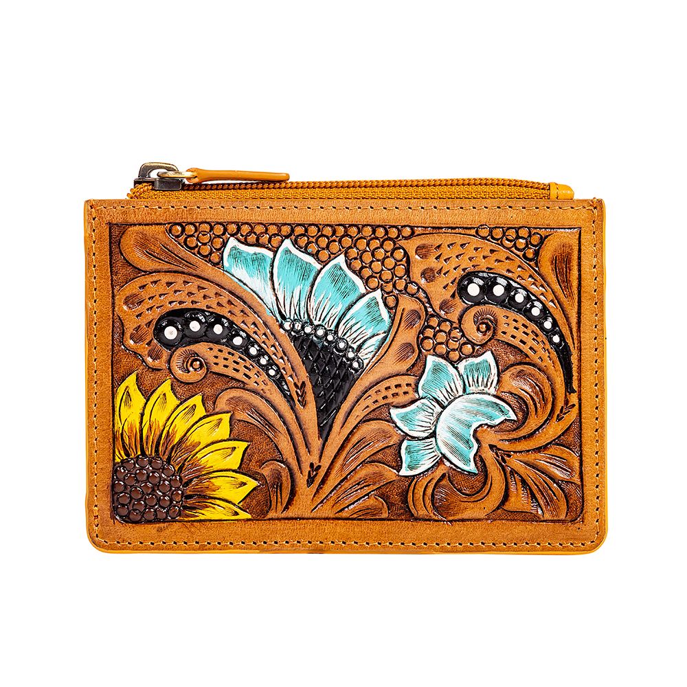 Blooms On The Trail Hand Tooled Card Holder | gussieduponline