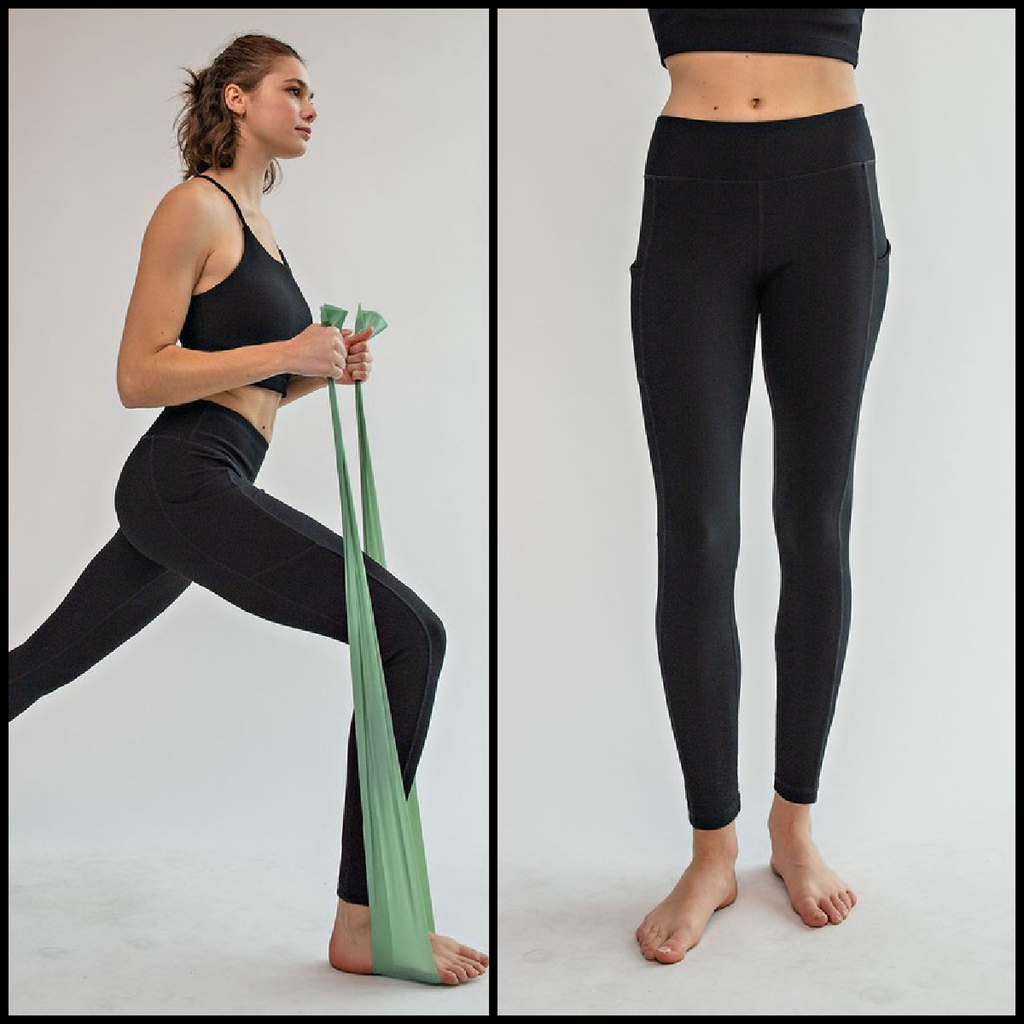 Plus Ribbed Yoga Leggings With Pockets