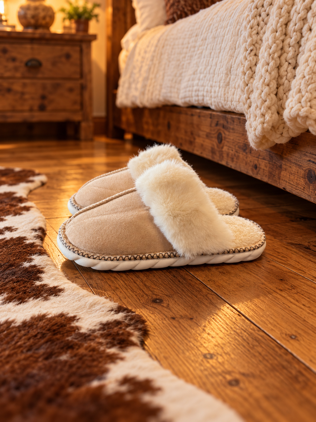 Cozy Faux Trim Slippers - 2 Colors