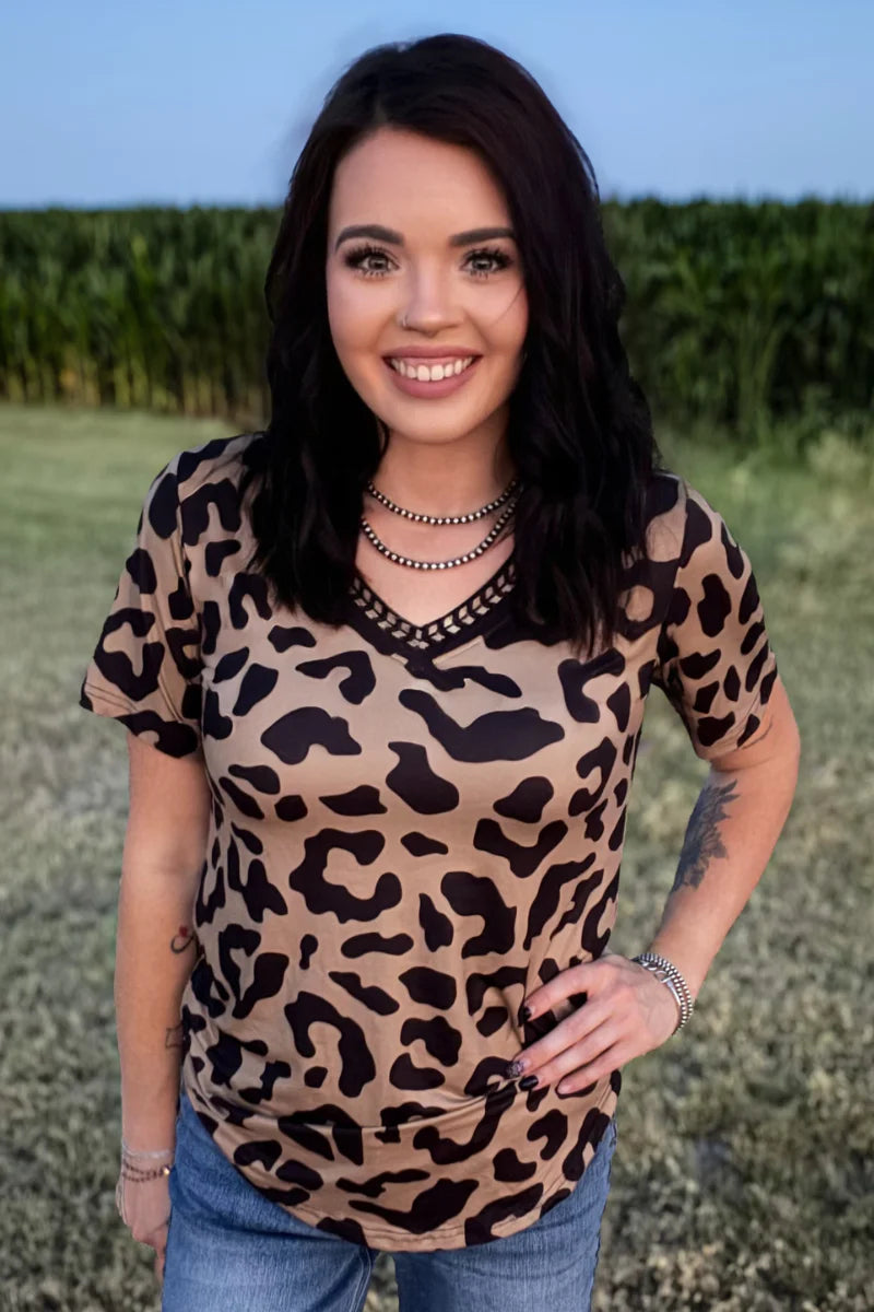 Sterling Kreek Buckstitch Leopard Top