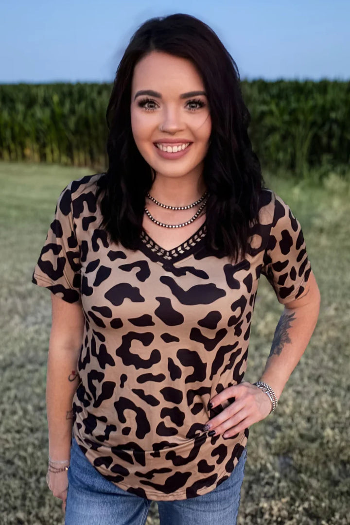Sterling Kreek Buckstitch Leopard Top