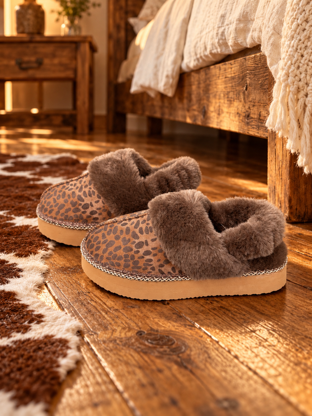 Very G Taupe Leopard Platform Slippers