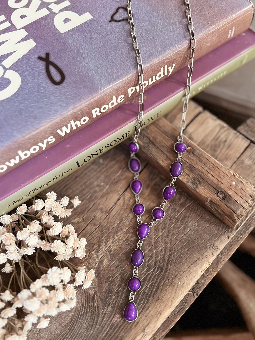 12 Stone and Chain Lariat Necklace - 4 Colors | gussieduponline