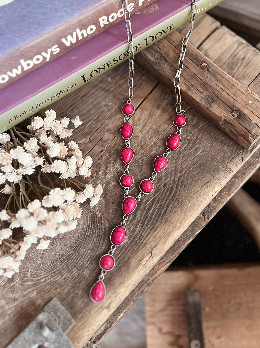 12 Stone and Chain Lariat Necklace - 4 Colors | gussieduponline