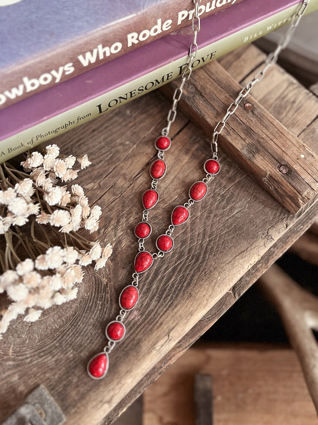 12 Stone and Chain Lariat Necklace - 4 Colors | gussieduponline