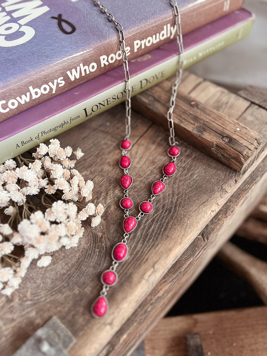 12 Stone and Chain Lariat Necklace - 4 Colors | gussieduponline