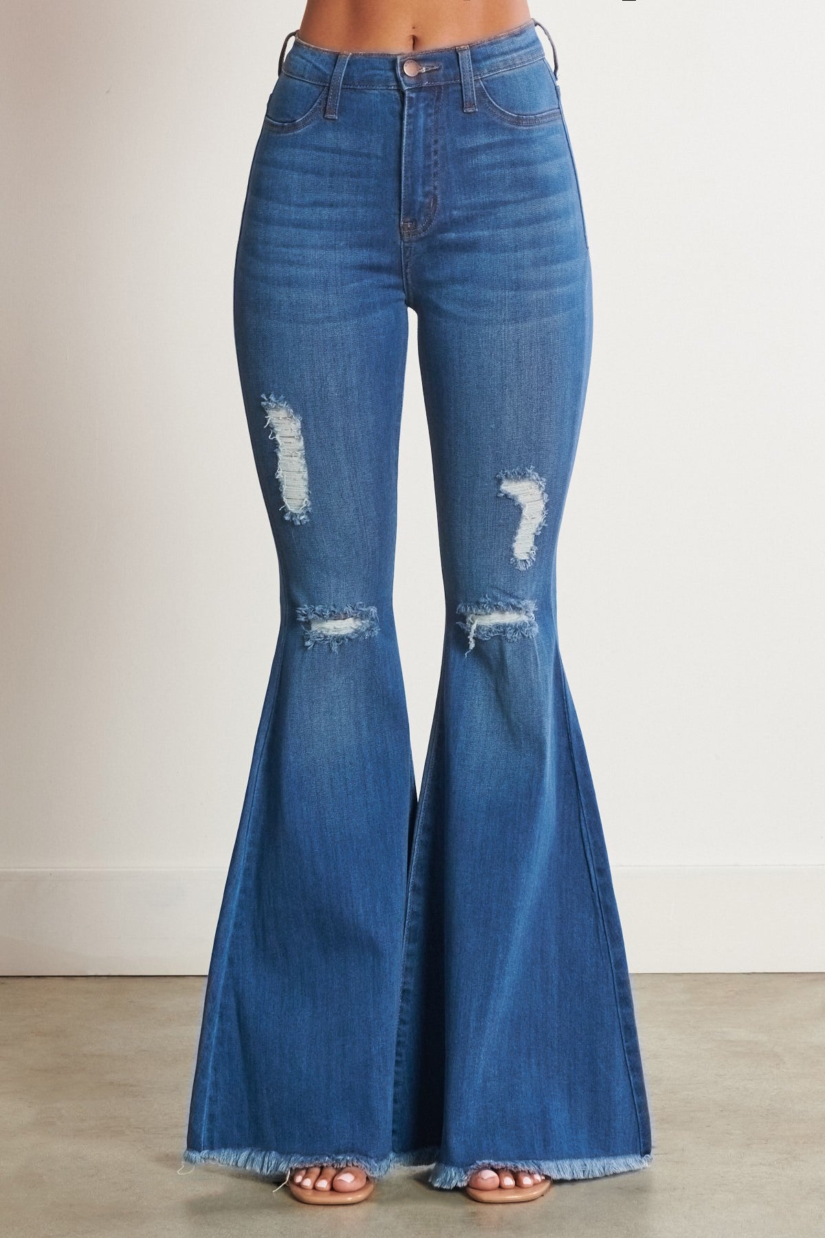 Medium Stone Wash High Rise Wide Leg Jeans | GET GUSSIED UP