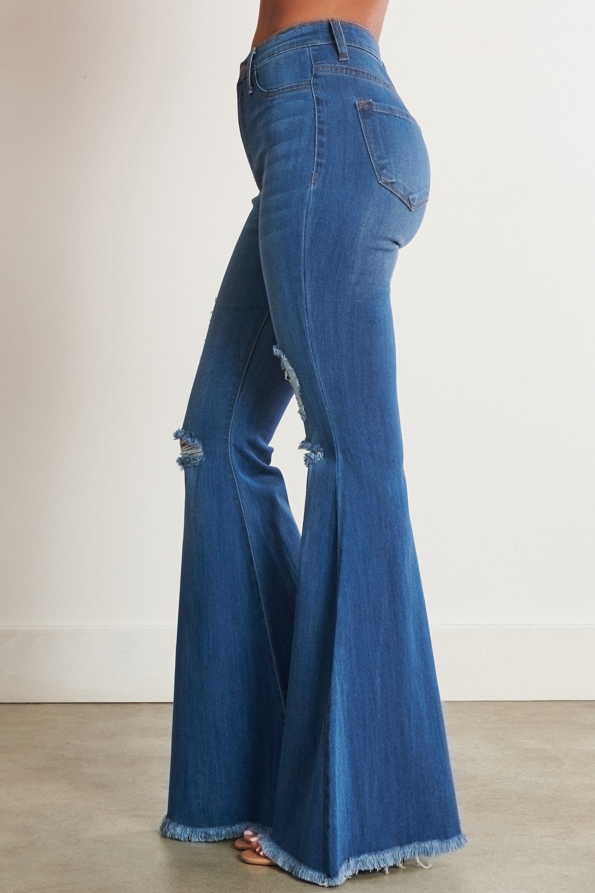Medium Stone Wash High Rise Wide Leg Jeans | GET GUSSIED UP