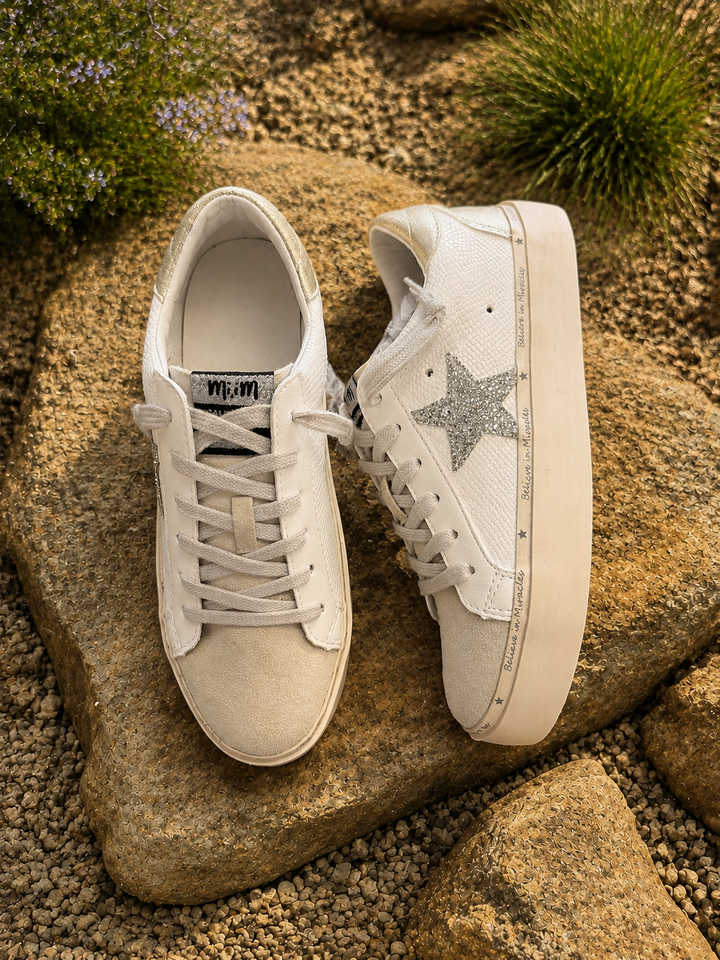Gaby Natural Silver Star Sneakers