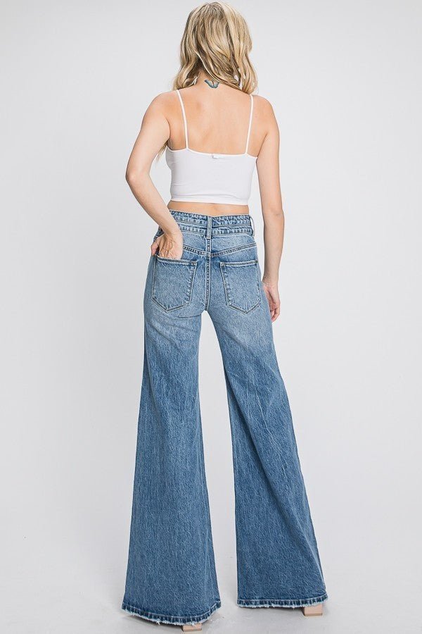 High Rise Comfort Stretch Vintage Wide Leg Jeans | gussieduponline