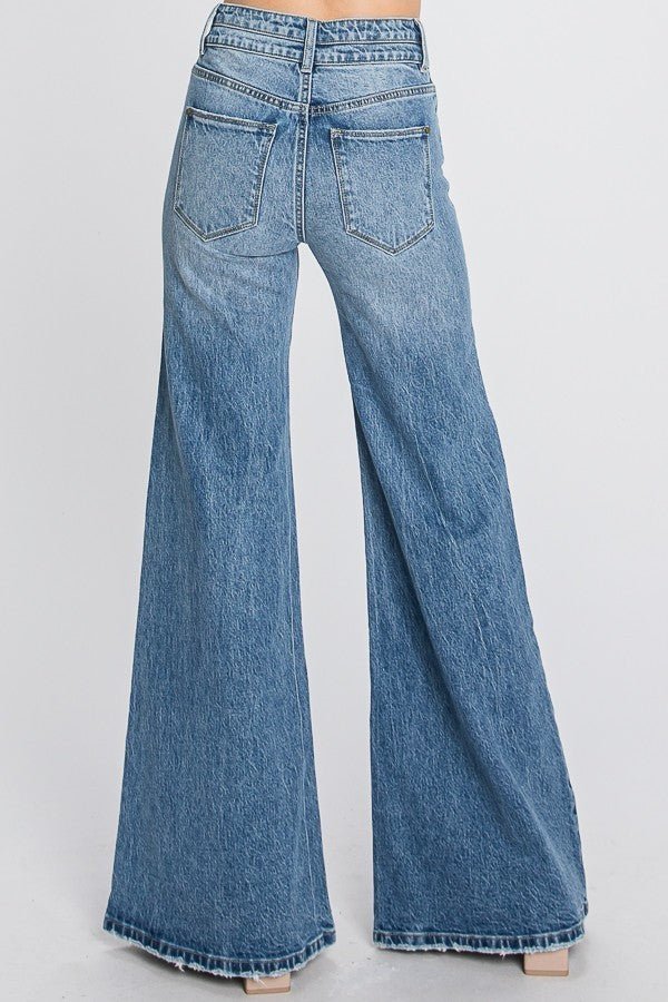 High Rise Comfort Stretch Vintage Wide Leg Jeans | gussieduponline