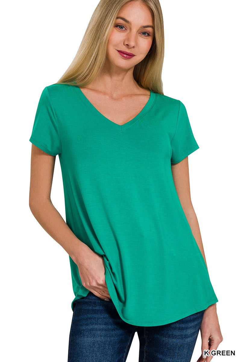 Zenana Rayon Short Sleeved Round Hem Top