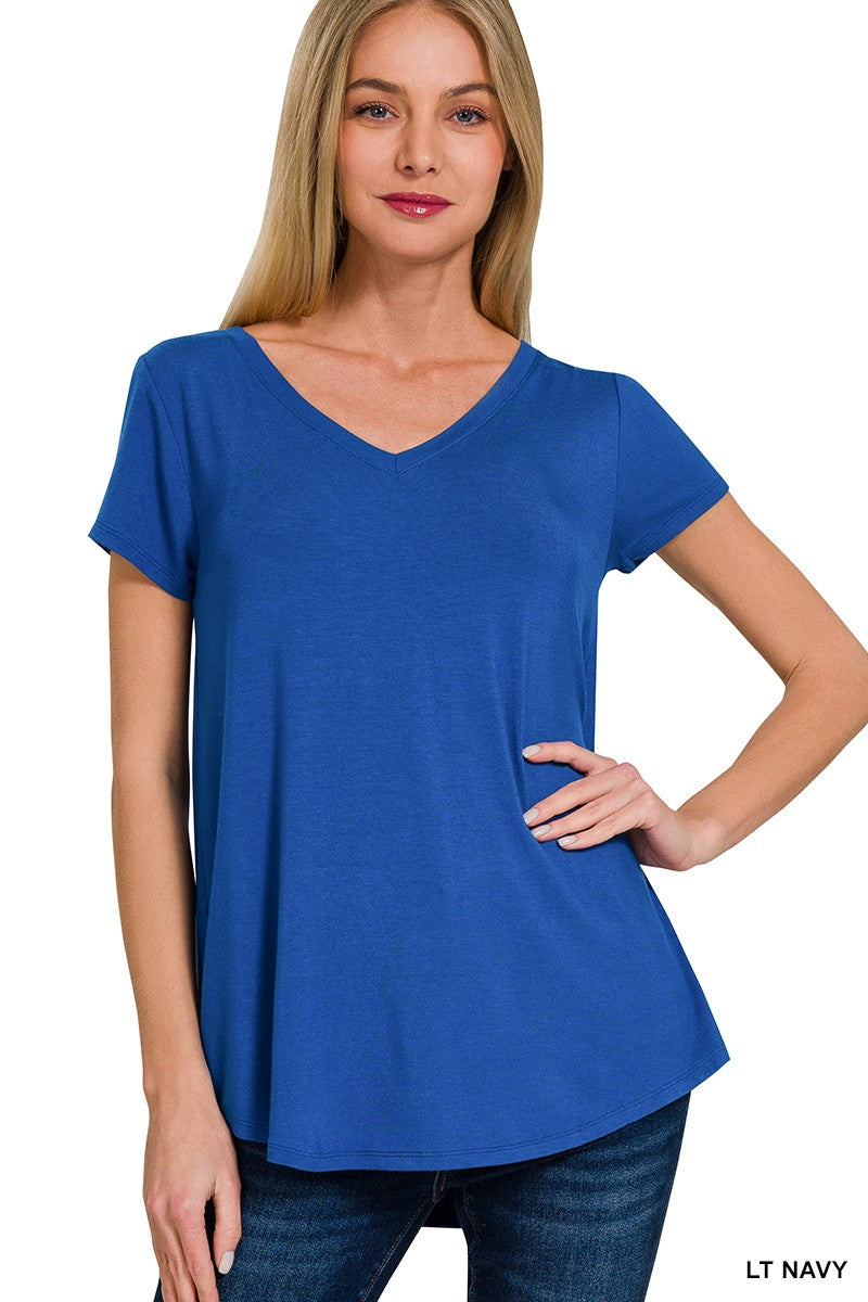 Zenana Rayon Short Sleeved Round Hem Top