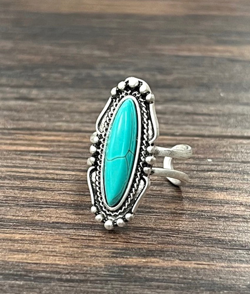 Western Turquoise Adjustable Ring