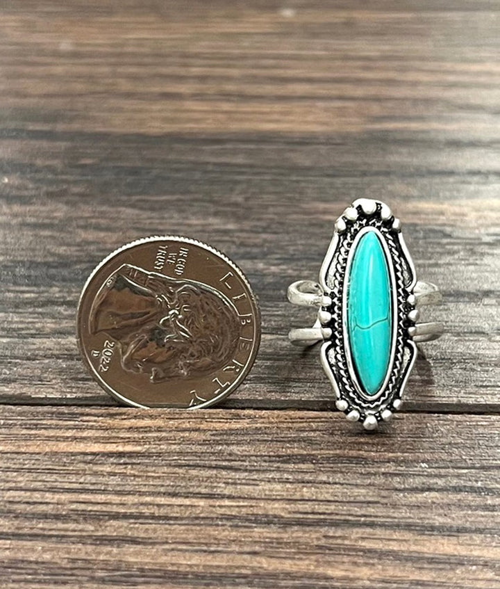 Western Turquoise Adjustable Ring