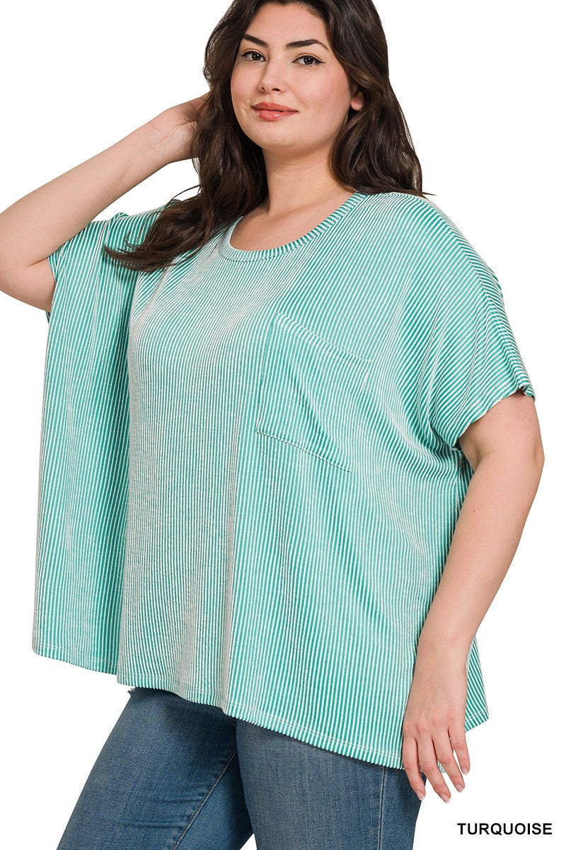 Corded Rib Plus Size Corded Rib Oversized Short Sleeve Top | Gussied Up Online ...