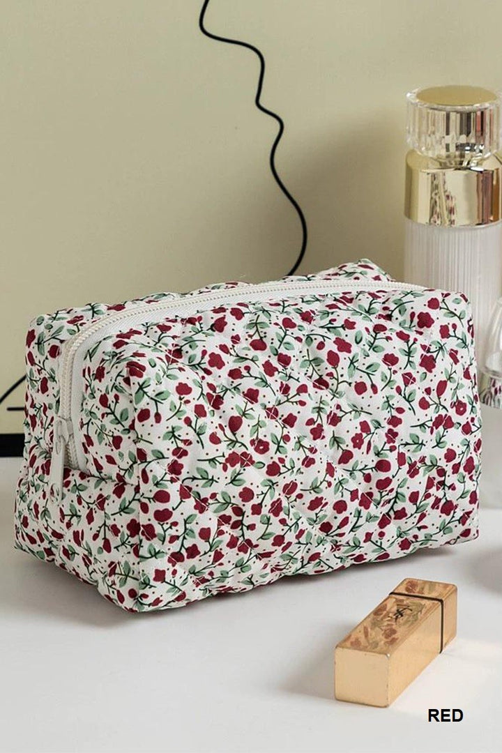 Ditsy Quilted Floral Cosmetic Pouch Bag - 4 Colors