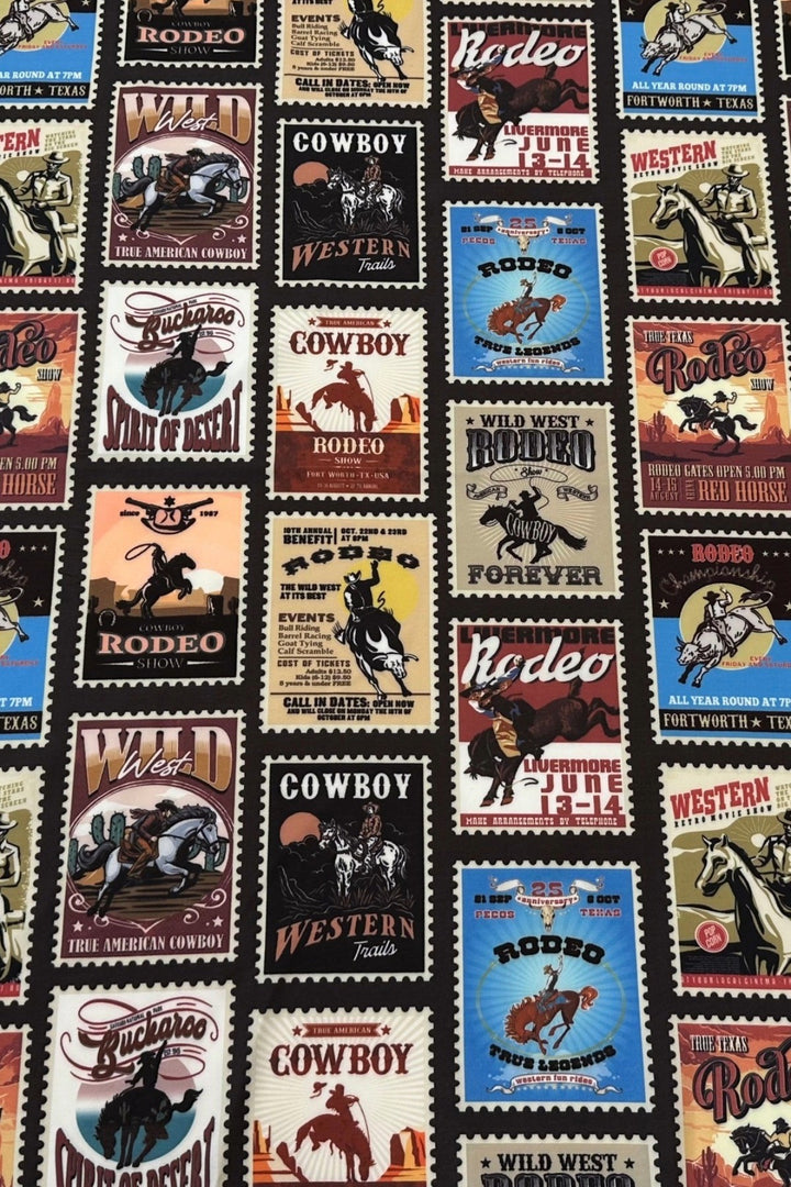Western Blue Rodeo Horse Stamp Print Scarf