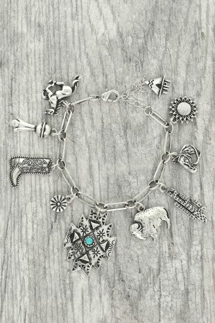 Western Multi Theme Charm Bracelet