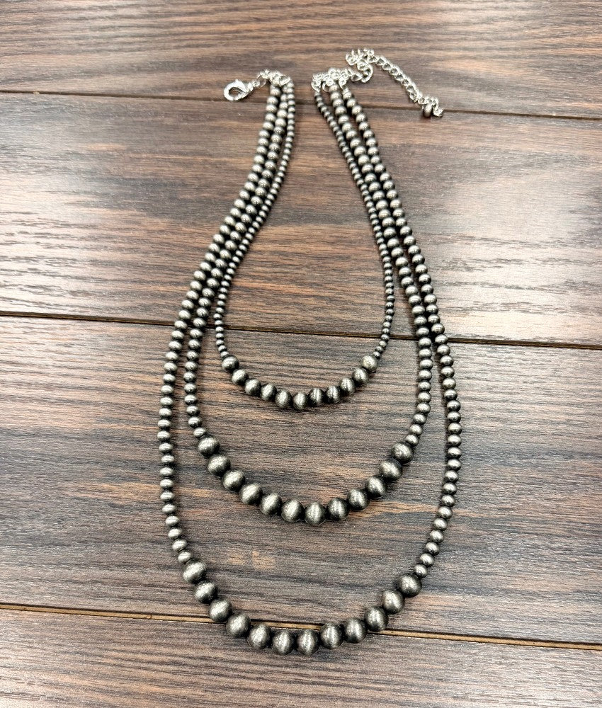 24" Handmade Navajo Pearl 3 Strand Necklace
