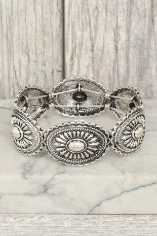 Western Oval Concho Stretch Bracelet