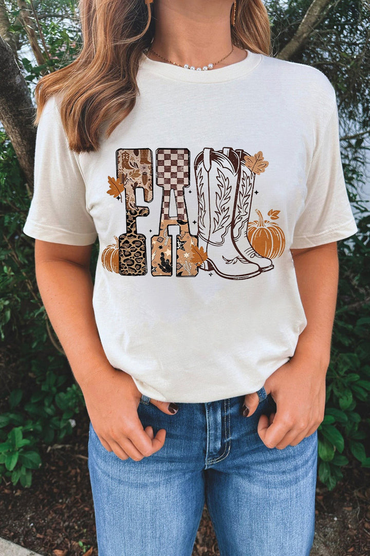 White Fall Letter Western Graphic Tee