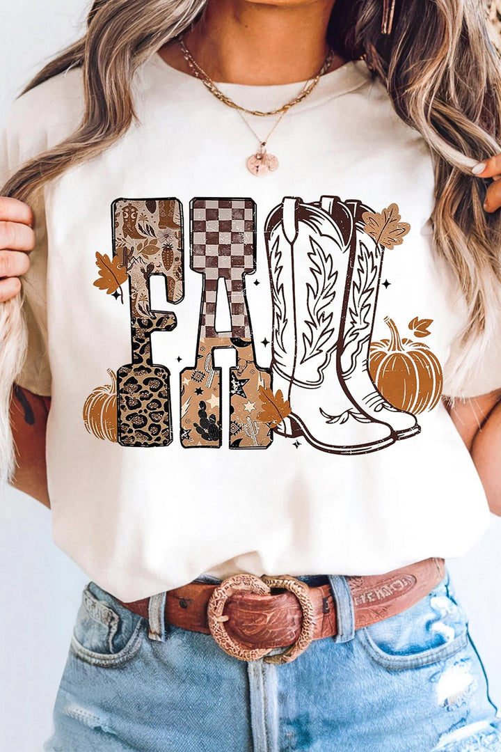 White Fall Letter Western Graphic Tee