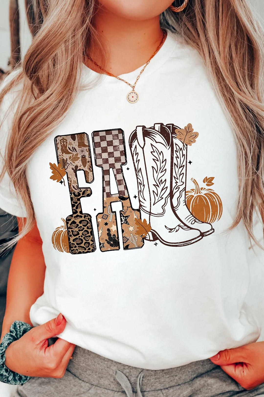 White Fall Letter Western Graphic Tee