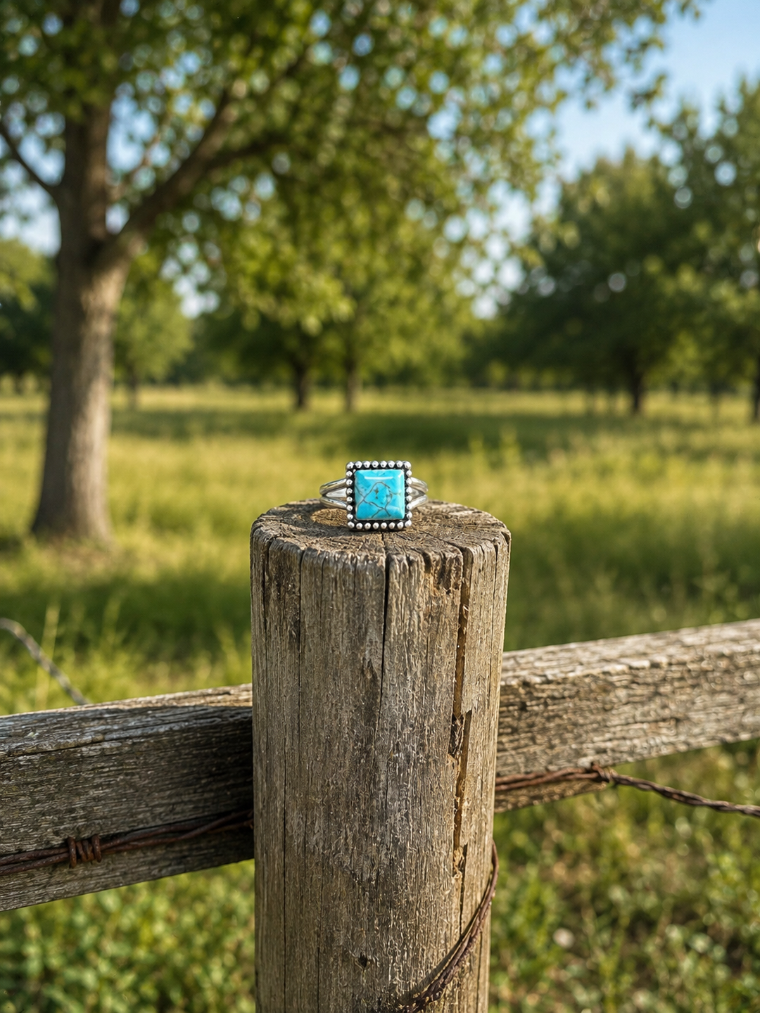 10mm Square Turquoise Adjustable Ring