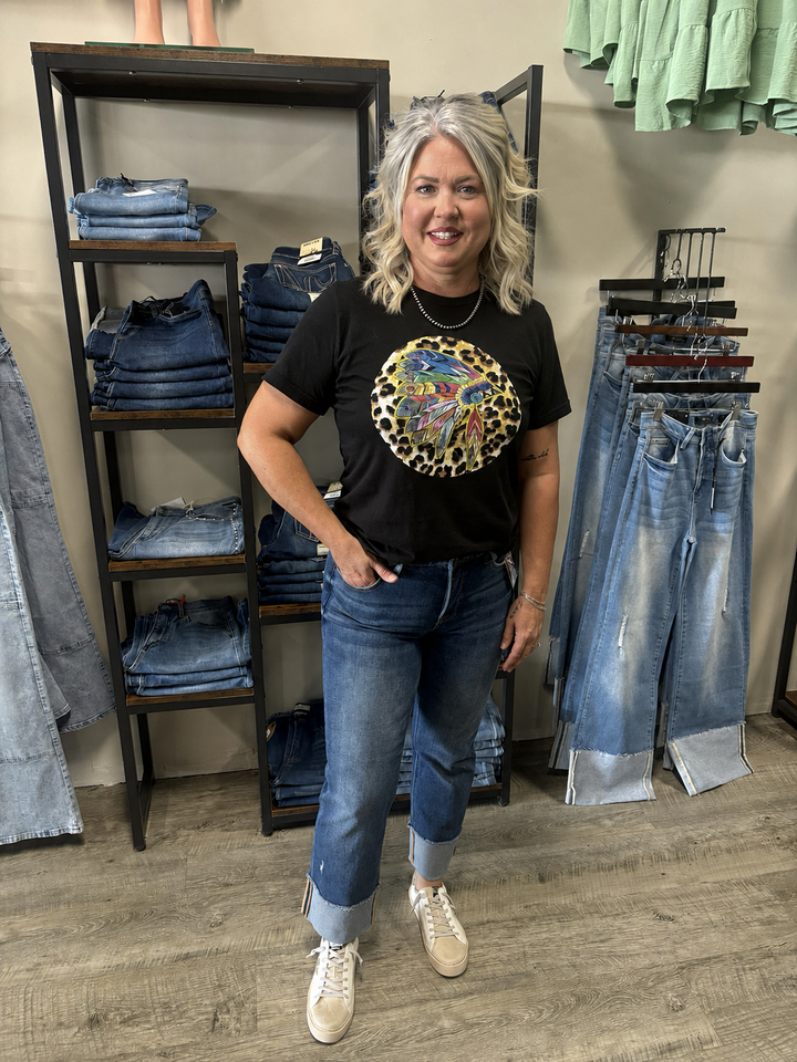Risen 4-Way Stretch Mid Rise Cuffed Jeans