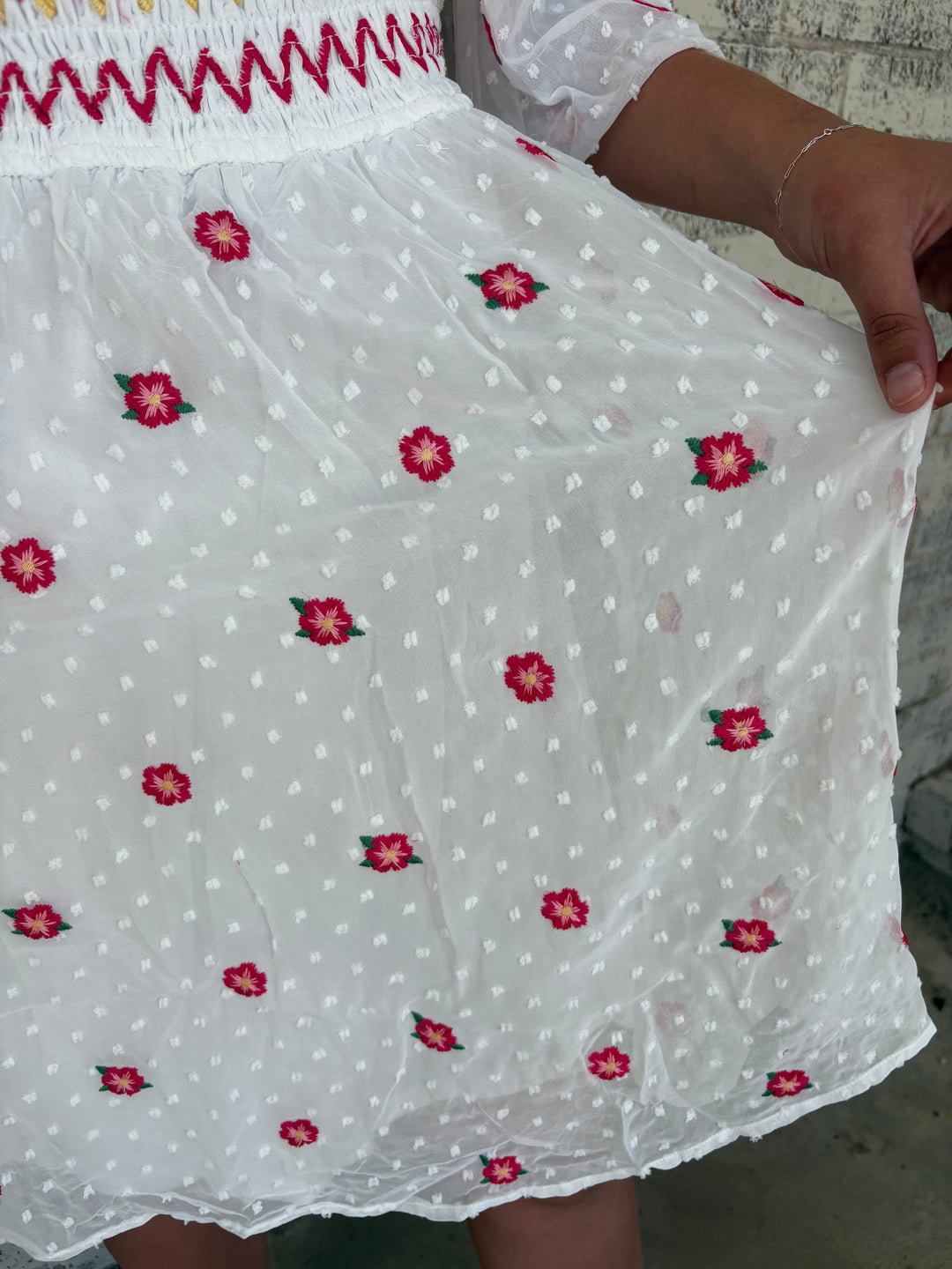 Ivory Floral Embroidered Dress