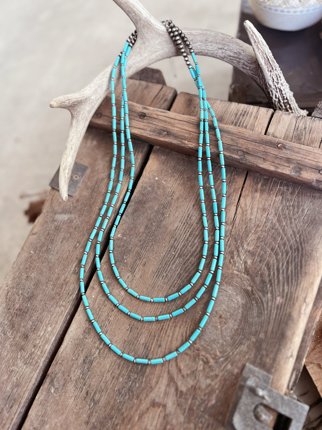 3-Strand Beaded Navajo Long Necklace - 2 Colors | gussieduponline