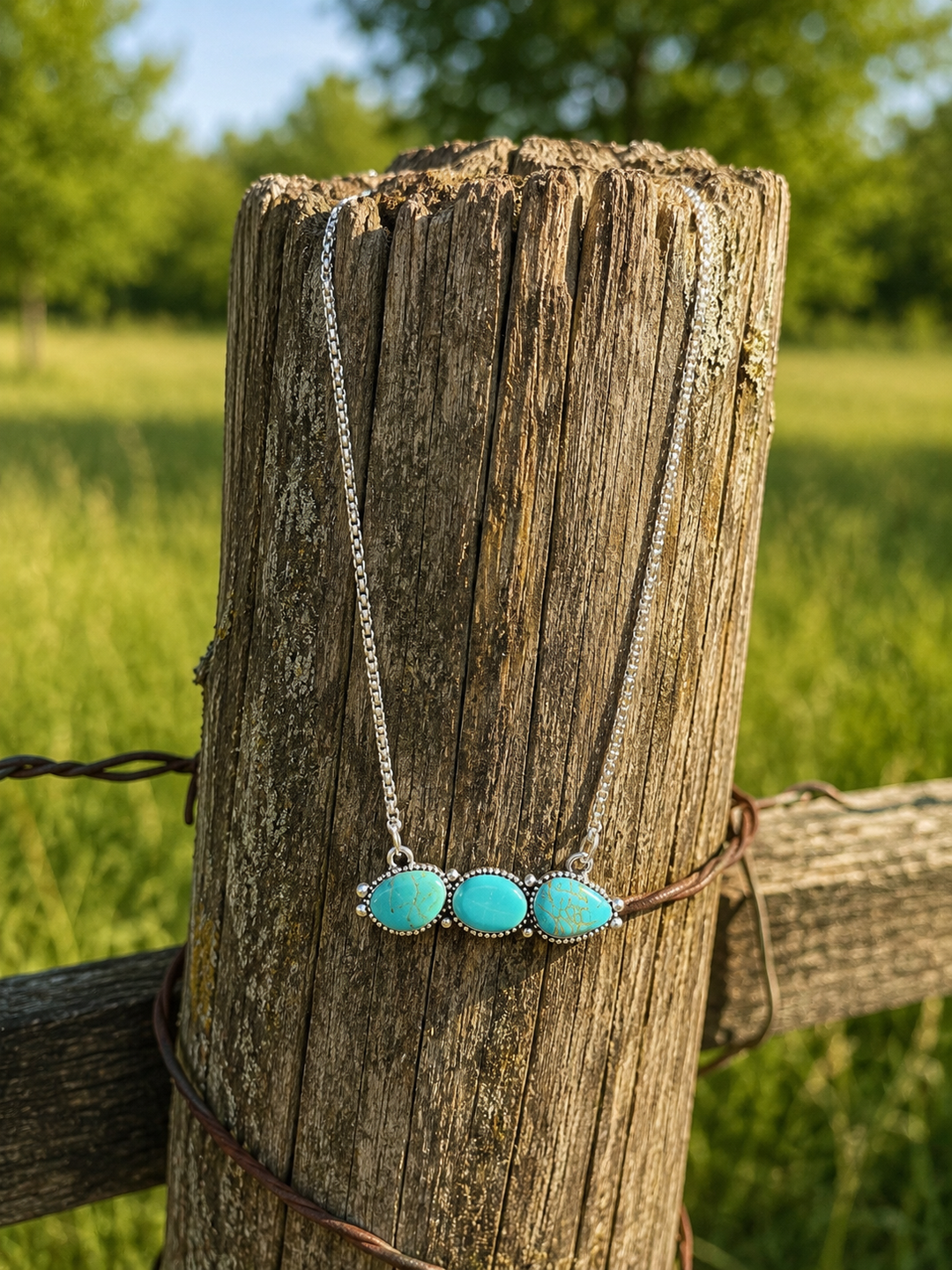 Tres Amigos Western Turquoise Necklace
