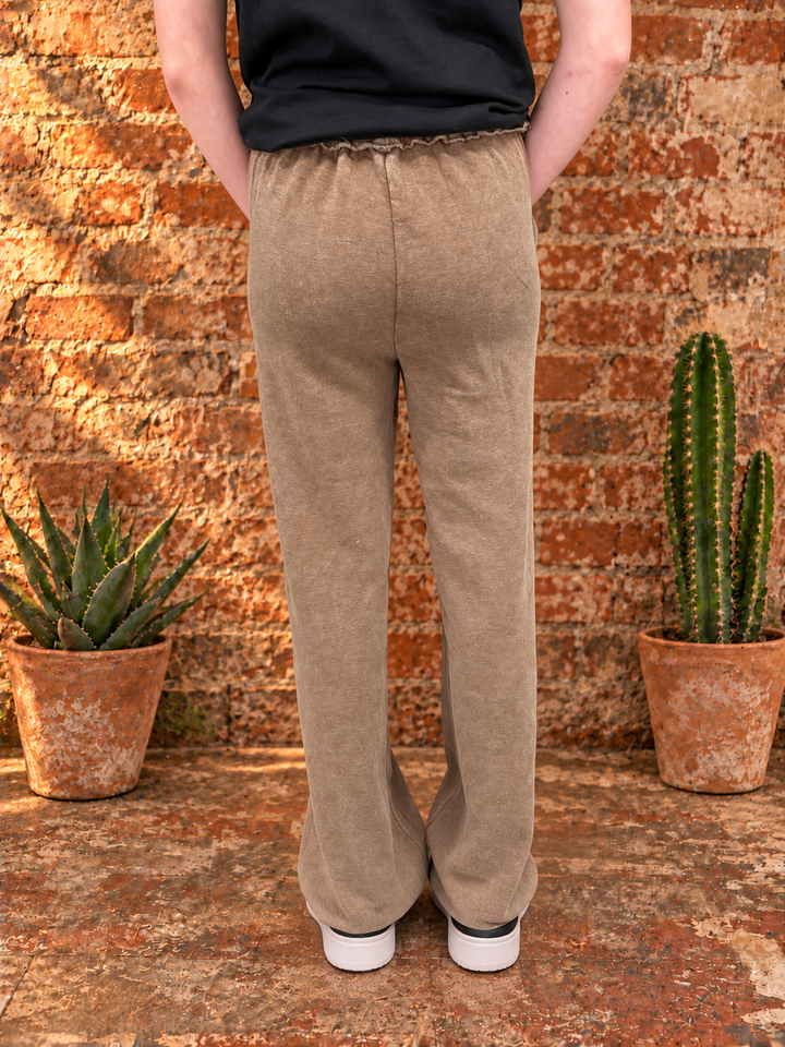 Acid Wash Fleece Palazzo Pants w/ Pockets- 5 Colors