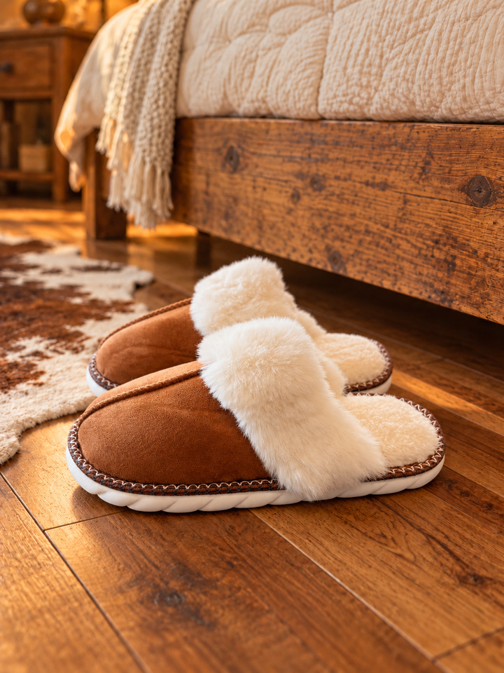 Cozy Faux Trim Slippers - 2 Colors