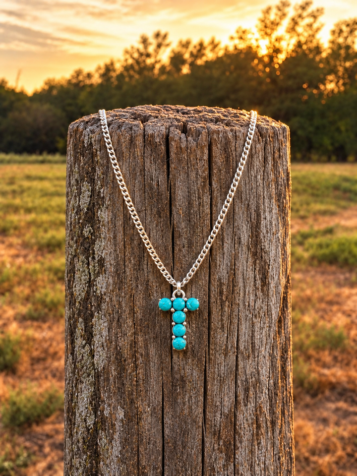 Turquoise Stone Initial Necklace