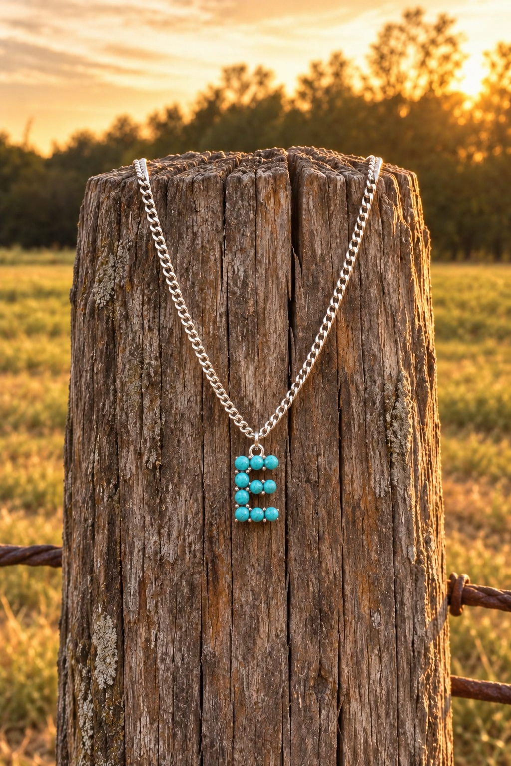 Turquoise Stone Initial Necklace