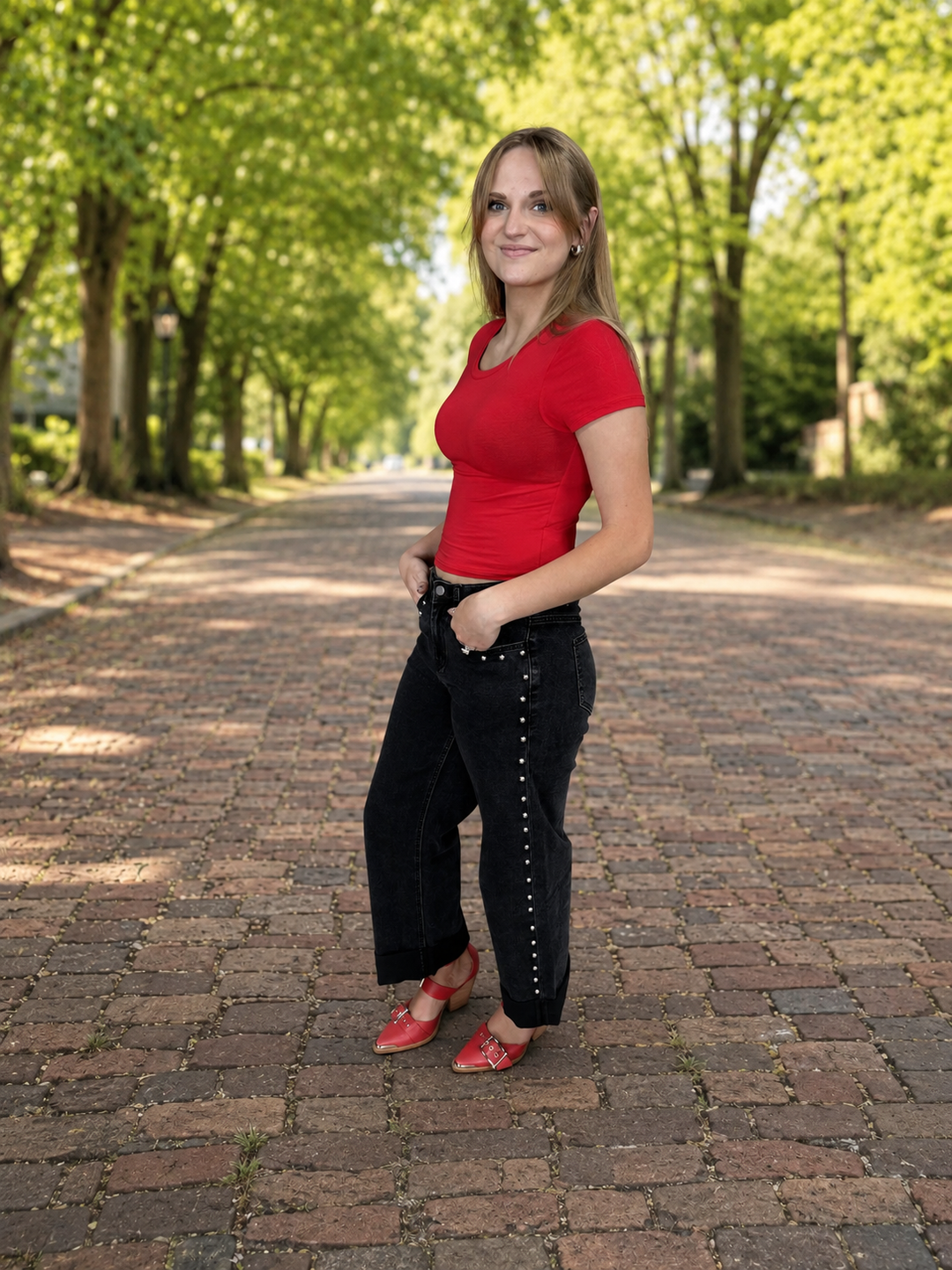 Black Denim Studded Ankle Jeans