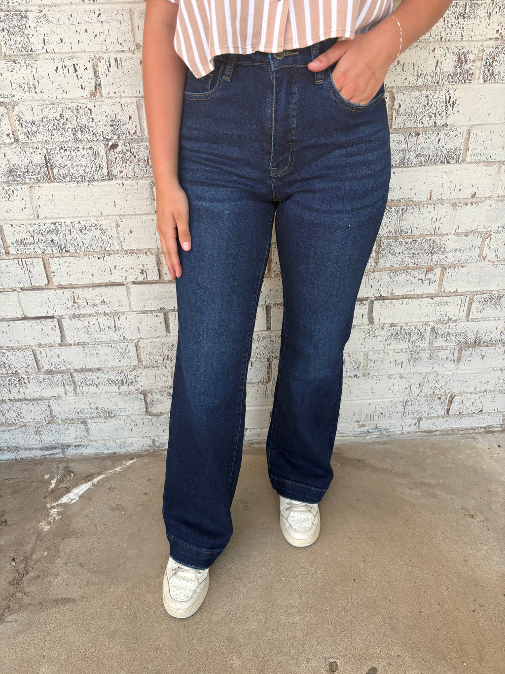 L&B Dark Wash High Rise Slim Trouser Jeans