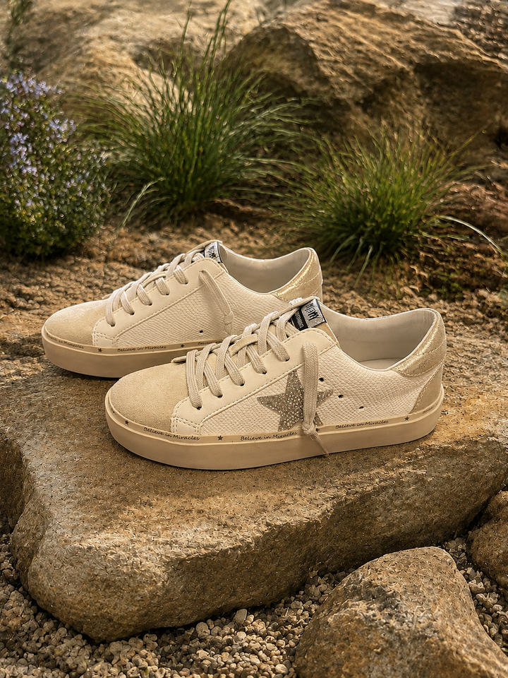 Gaby Natural Silver Star Sneakers