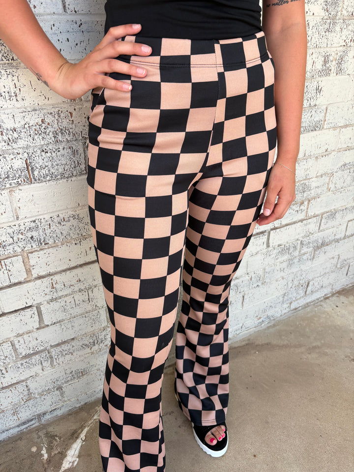 Black & Mocha Checkered Trouser Pants*