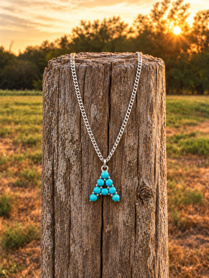 Turquoise Stone Initial Necklace