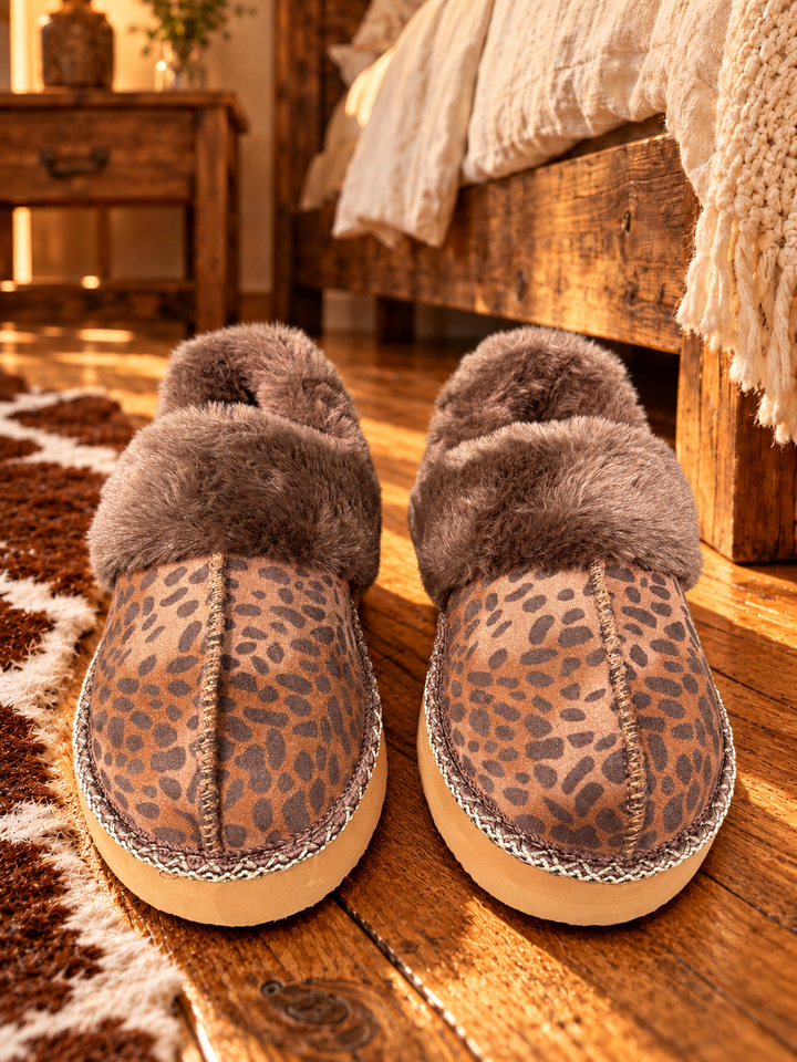 Very G Taupe Leopard Platform Slippers