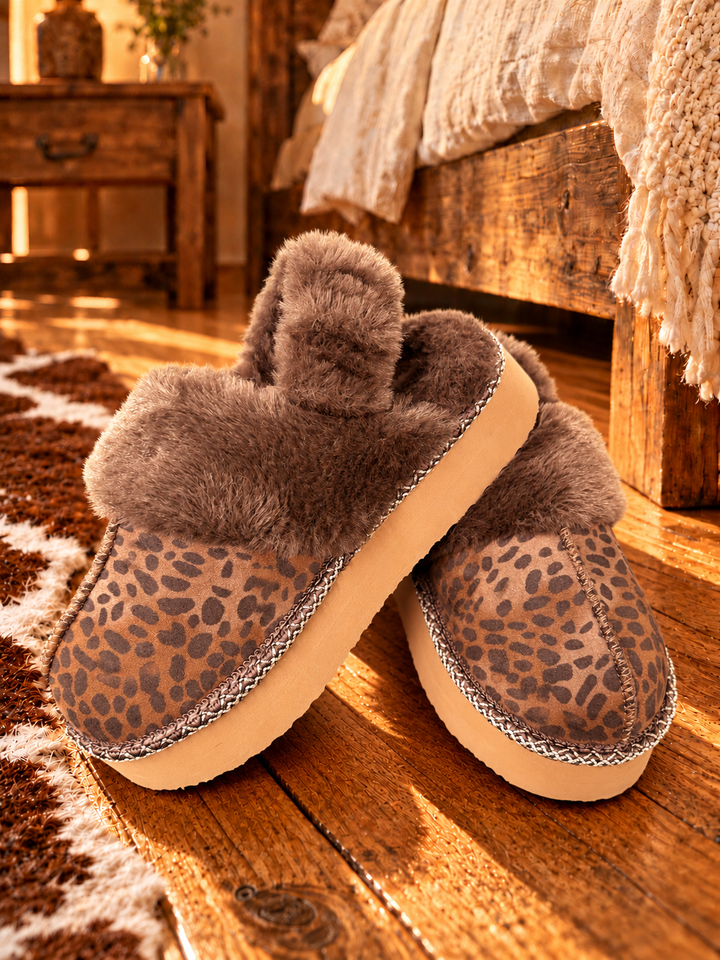 Very G Taupe Leopard Platform Slippers