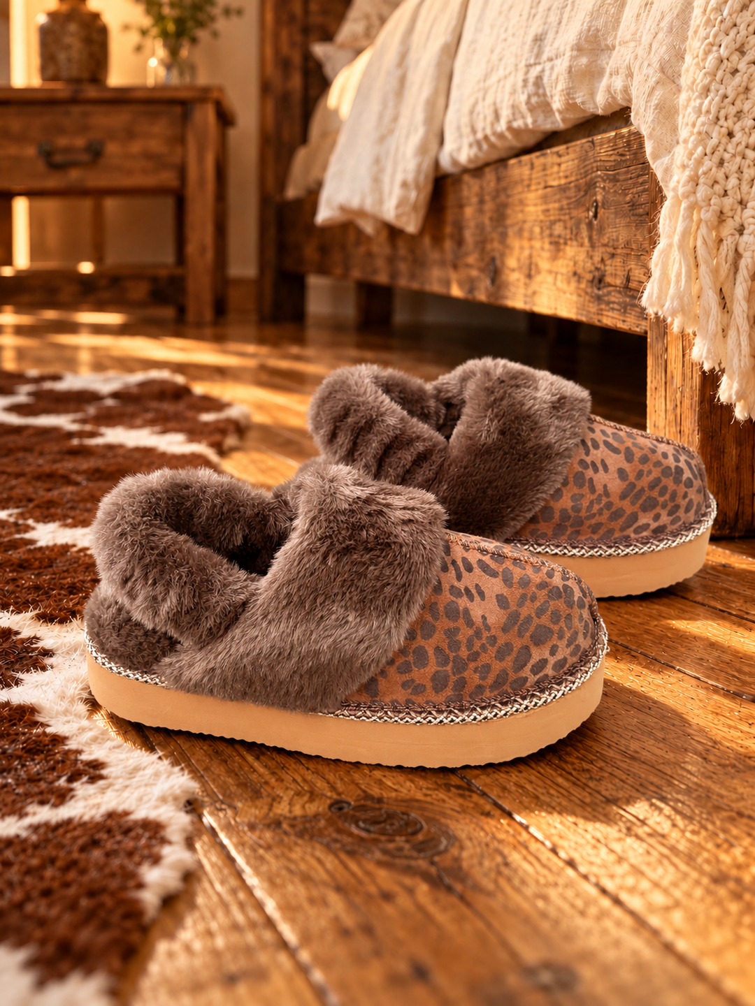 Very G Taupe Leopard Platform Slippers